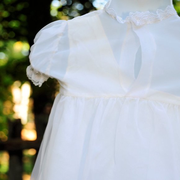 VTG Ivory Christening Baptismal 4-Piece Outfit Gown/Set 0-6M - Picture 11 of 13